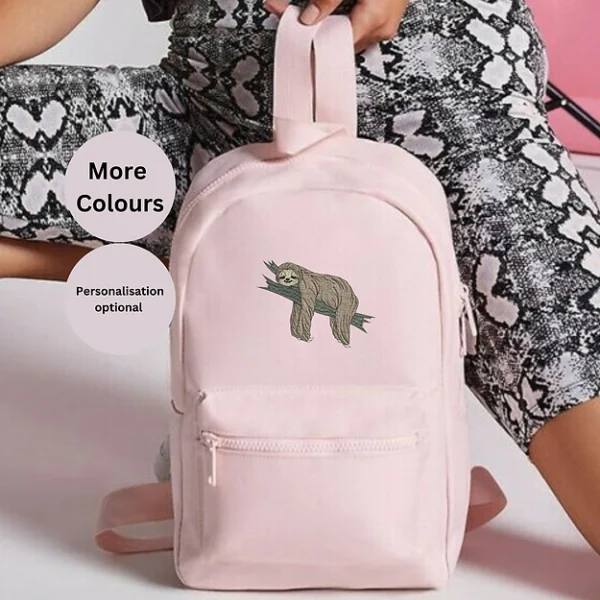 Sloth mini backpack, Sloth Embroidered Backpack, Mini Sloth Rucksack, Unisex Backpack, Kids Sloth Bag, Adults Sloth Rucksack, Back-to-School Bag, Compact Sloth Backpack, Gym Essential Bag, Cute Sloth Gift, Animal Embroidery Bag, Adjustable Strap Backpack, Padded Back Panel Bag, Everyday Essentials Bag, Travel Sloth Rucksack, 7 Litre Capacity Bag, Sloth Lover Gift, Lightweight Backpack, Stylish Sloth Bag, Embroidered Animal Bag, Functional Mini Rucksack.
