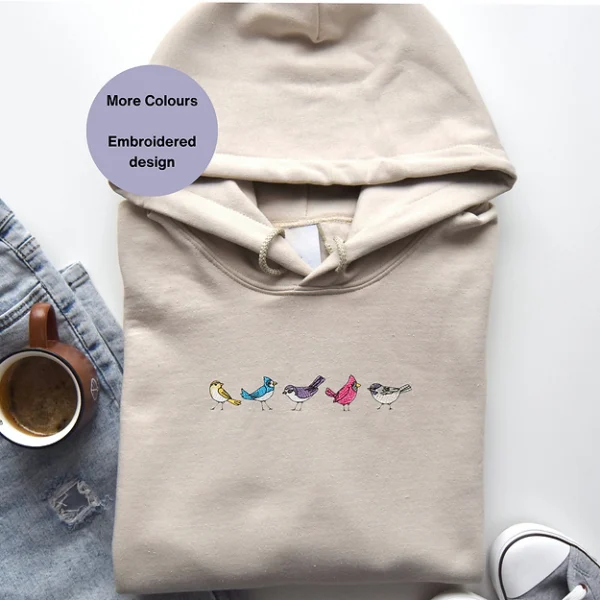 Bird border embroidered Hoodie