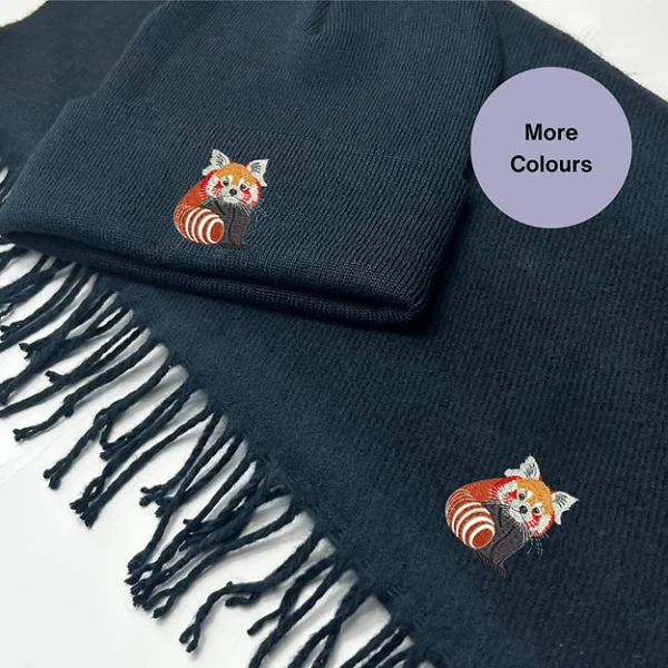 Red Panda scarf and beanie hat set