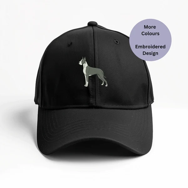 Great Dane Embroidered Baseball Cap, perfect for dog walkers and Great Dane enthusiasts