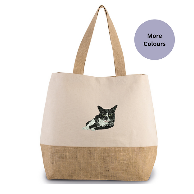 Cat Embroidered Tote bag
