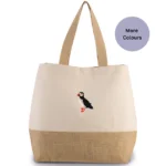 Embroidered Puffin Jute Bag
