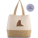 Bear embroidered jute shoppers bag