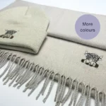 Scottish Highland cow scarf and hat set, embroidered winter accessories, Highland cow gift idea, cozy winter set, unisex embroidered hat and scarf, Scottish-themed fashion, embroidered cow scarf, embroidered cow beanie, stylish winter set, warm embroidered gifts, Scottish charm accessories, cold-weather essentials, Highland cow lover gift