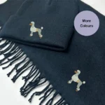Poodle Embroidered Scarf and Hat Set
