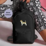 Jack Russell embroidered rucksack, dog lover backpack, unisex dog-themed bag, back-to-school rucksack, embroidered dog bag, stylish dog lover accessory, Jack Russell gift idea, mini essential backpack, cute dog rucksack, practical everyday bag, pet lover accessory, embroidered Jack Russell design