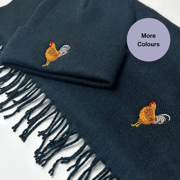 Chicken scarf and beanie hat