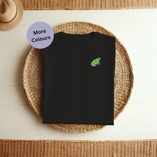 Organic T-Shirt, Frog Embroidery, Unisex Clothing, Sustainable Fashion, Spring Wardrobe, Summer Style, Frog Lover Gift, Eco-Friendly Apparel, Adorable T-Shirts, Nature-Inspired Clothing