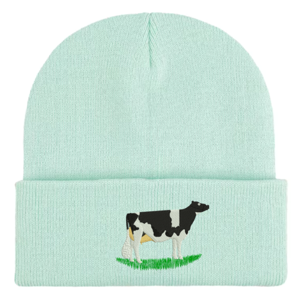 Cow Embroidered Beanie, Cow Embroidered Beanie in soft-touch acrylic, perfect for cow lovers and winter warmth