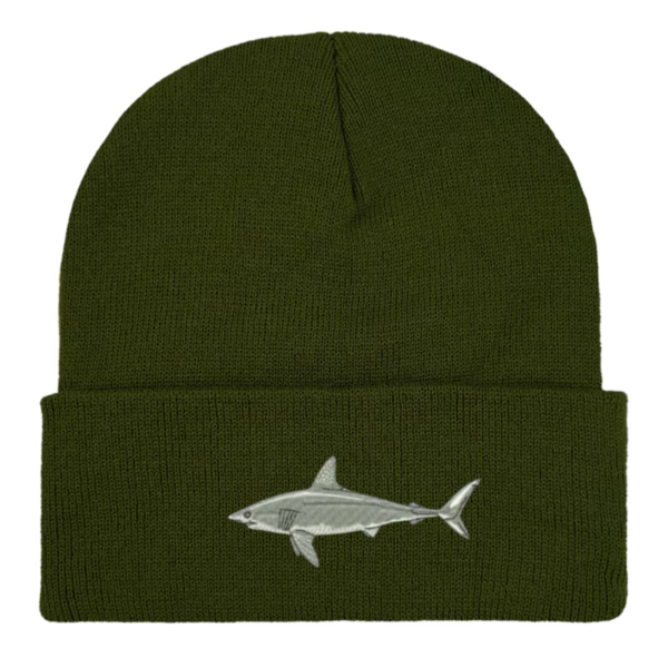 shark embroidered beanie hat