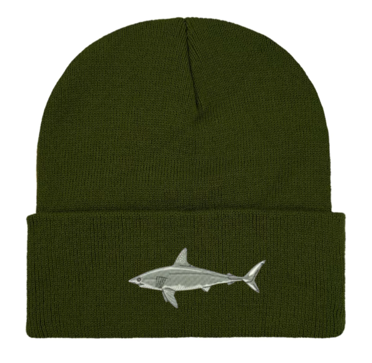 shark embroidered beanie hat