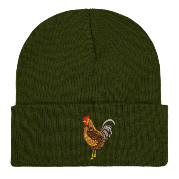 Embroidered chicken beanie hat, embroidered beanie hat, chicken embroidery, chicken gift ideas