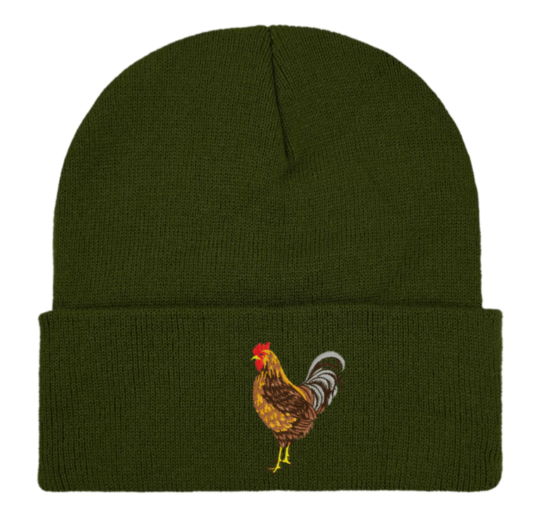 Embroidered chicken beanie hat, embroidered beanie hat, chicken embroidery, chicken gift ideas