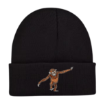 Chimpanzee embroidered beanie hat
