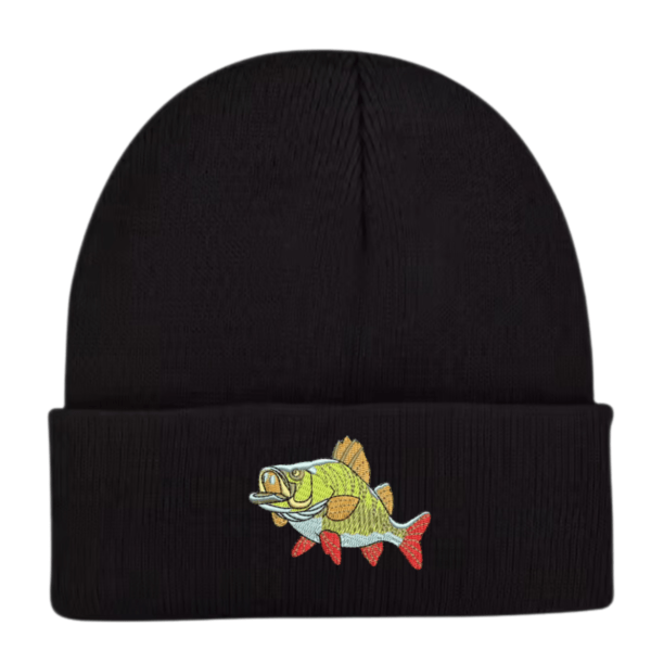 Perch beanie hat, embroidered design