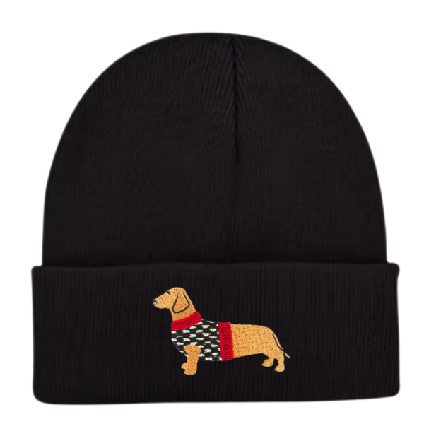 Embroidered Dachshund Beanie Hat