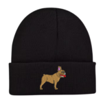 French bulldog embroidered beanie hat