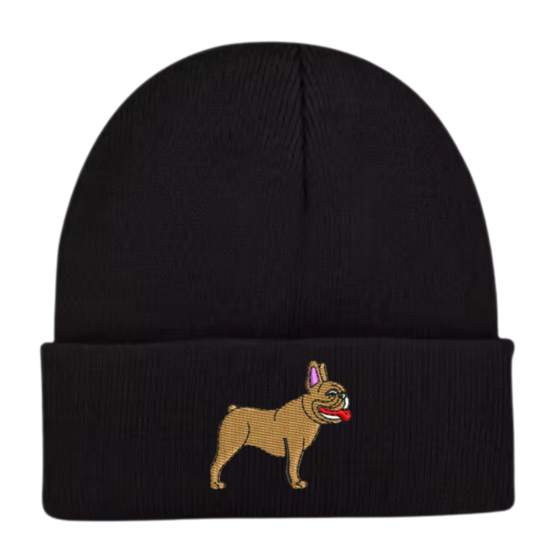 French bulldog embroidered beanie hat