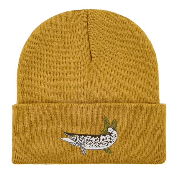 Pike Fish Embroidered Beanie Hat