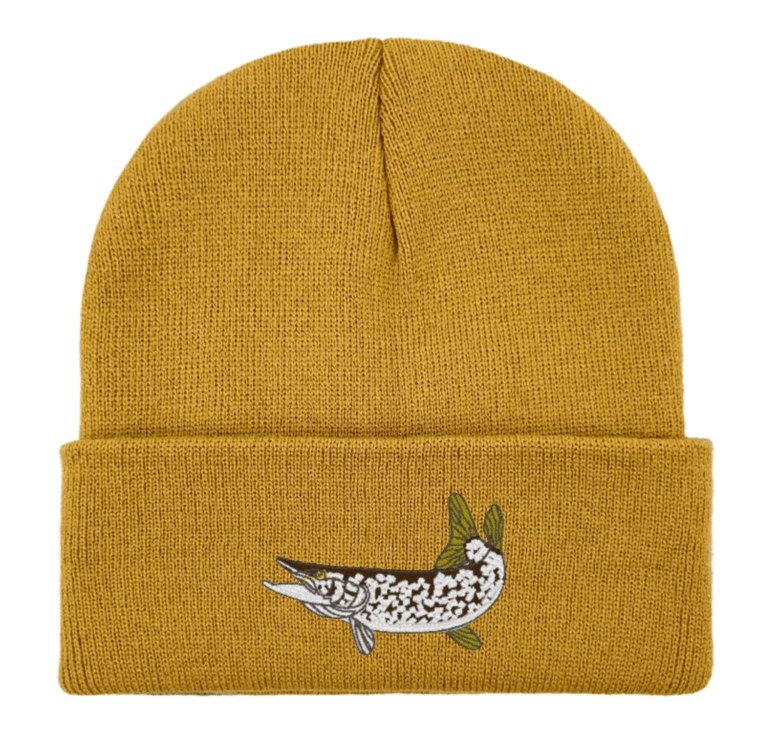Pike Fish Embroidered Beanie Hat