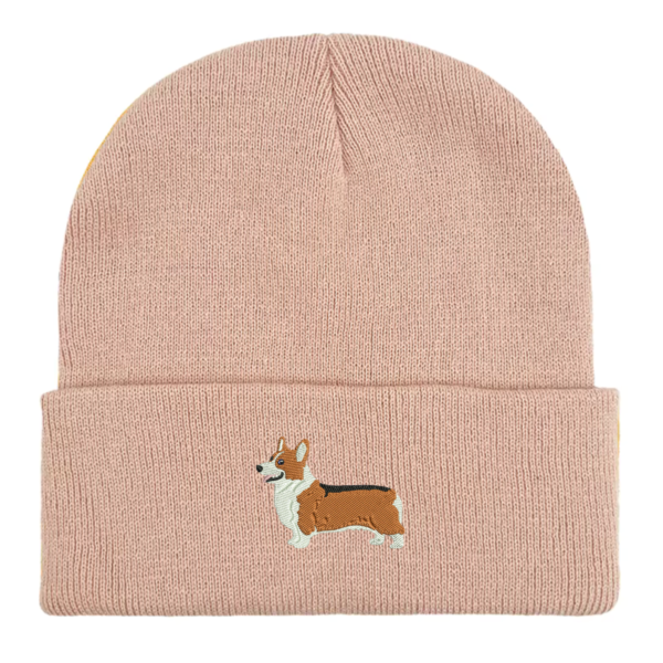Corgi embroidered beanie hat, Corgi Embroidered Beanie Hat in soft-touch acrylic, perfect for dog lovers and chilly winter walks