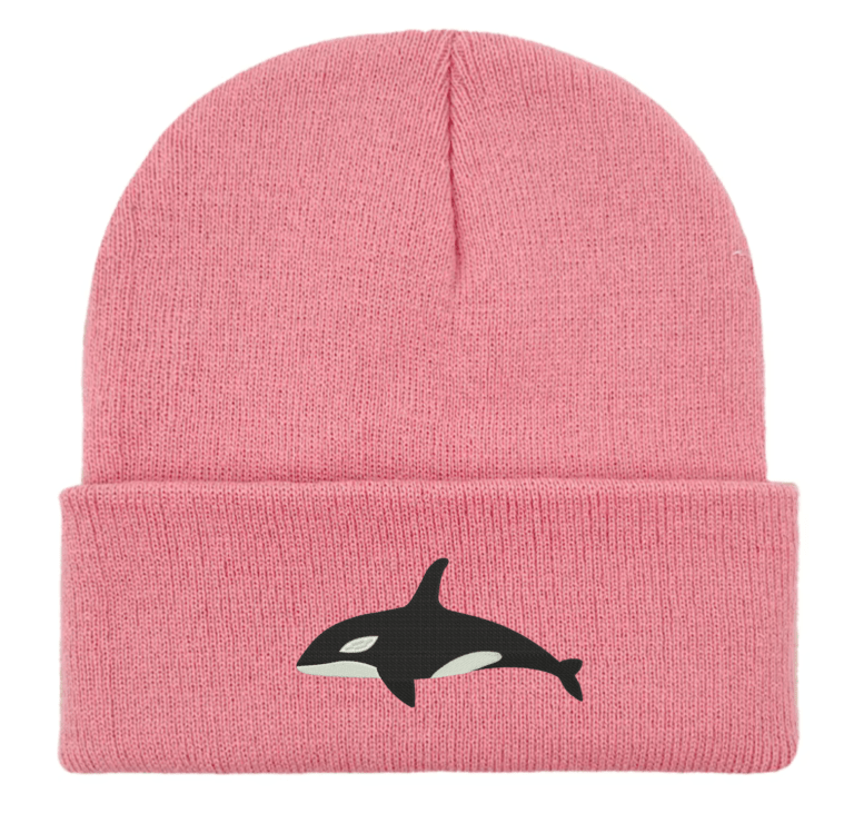 Orca Whale Embroidered Beanie Hat