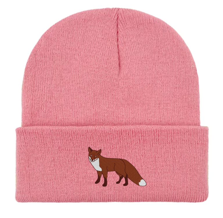 Waling fox embroidered beanie hat
