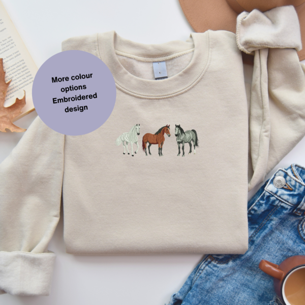 Horse Embroidered Sweatshirt, Horse Lover Gift, Equestrian Apparel, Embroidered Horse Shirt, Unisex Horse Sweatshirt