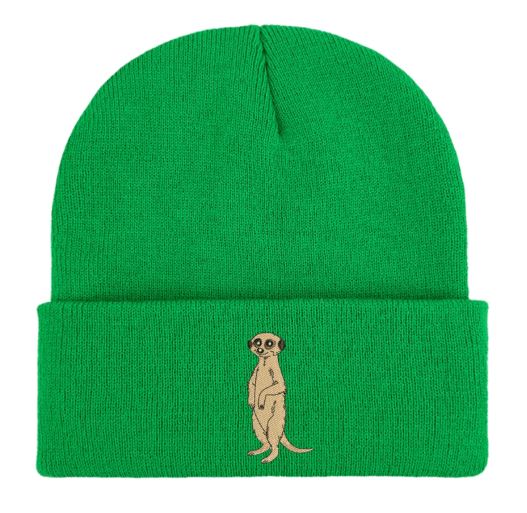 Meerkat Beanie, Embroidered Beanie, Wildlife Lover Gift, Meerkat Embroidery, Animal-Inspired Hat, Cozy Winter Hat, Unique Winter Accessory, Unisex Beanie, Nature-Inspired Beanie, Meerkat Design Hat, Custom Embroidered Beanie, Stylish Winter Hat, Thoughtful Gift Idea, Animal Lover Accessory, Warm Winter Hat, Handmade Beanie, One-of-a-Kind Accessory, Winter Fashion Hat, Wildlife Enthusiast Gift, Meerkat Lover Gift.
