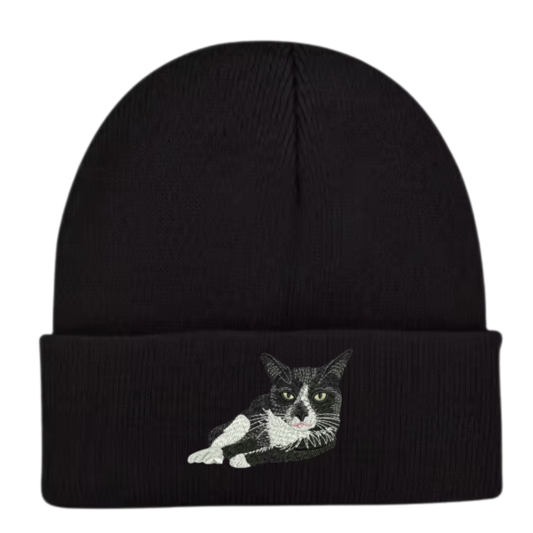 Cat Embroidered Beanie Hat
