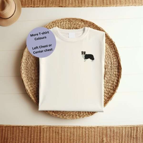 Border Collie Embroidered T-shirt, Border Collie T-Shirt, Embroidered Dog Design, Organic Cotton T-Shirt, Eco-Friendly Clothing, Unisex Dog Lover Shirt, Border Collie Lover Gift, Custom Embroidered T-Shirt, Comfortable Summer Tee, Dog Lover Apparel, Playful Pet Design, Stylish Dog Lover Outfit, Unique Dog Gift, Handmade Dog T-Shirt, Border Collie Enthusiast Apparel, Sustainable Fashion