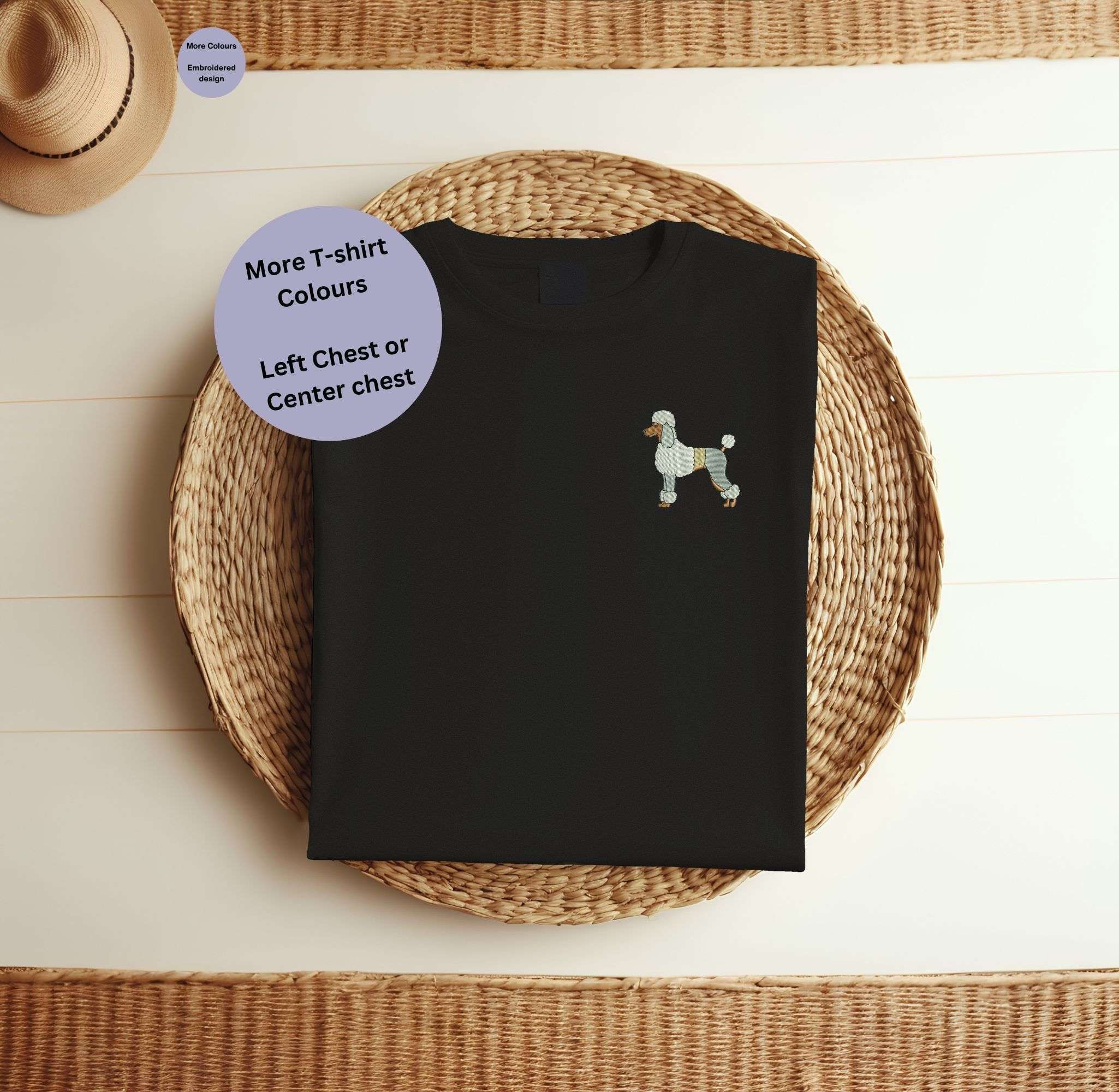 Embroidered poodle T-shirt, Poddle gift