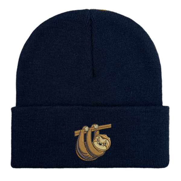 Sloth Beanie, Embroidered Beanie, Sloth Lover Gift, Sloth Embroidery, Cozy Winter Hat, Animal Lover Accessory, Unique Winter Hat, Sloth Design Hat, Custom Embroidered Beanie, Stylish Beanie, Warm Winter Hat, Sloth Enthusiast Gift, Handmade Beanie, Nature-Inspired Hat, Thoughtful Gift Idea, Cute Animal Hat, Unisex Winter Hat, Woodland Creature Hat, One-of-a-Kind Accessory, Handmade Winter Hat.