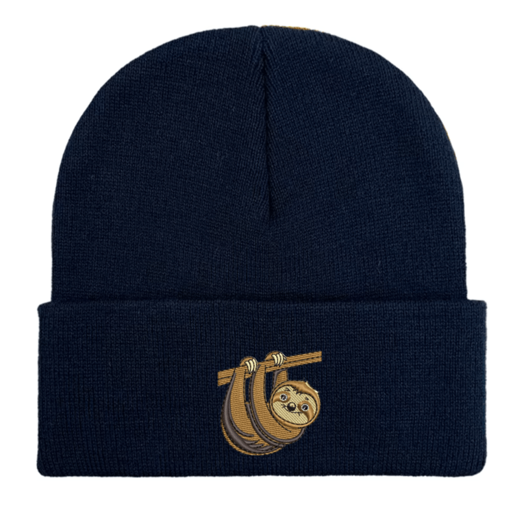 Sloth Beanie, Embroidered Beanie, Sloth Lover Gift, Sloth Embroidery, Cozy Winter Hat, Animal Lover Accessory, Unique Winter Hat, Sloth Design Hat, Custom Embroidered Beanie, Stylish Beanie, Warm Winter Hat, Sloth Enthusiast Gift, Handmade Beanie, Nature-Inspired Hat, Thoughtful Gift Idea, Cute Animal Hat, Unisex Winter Hat, Woodland Creature Hat, One-of-a-Kind Accessory, Handmade Winter Hat.