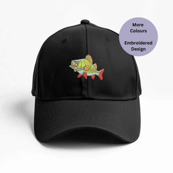 Perch Fishing Cap, Embroidered Cap, Fishing Enthusiast Gift, Unisex Cap, Nature-Inspired Hat, Angler Accessories, Fish-Themed Cap, Stylish Outdoor Hat, 100% Cotton Drill Cap, Lightweight Cap, Adjustable Fit Hat, Fishing Lover Gift, Trendy Headwear, Unique Perch Design, Outdoor Adventure Cap