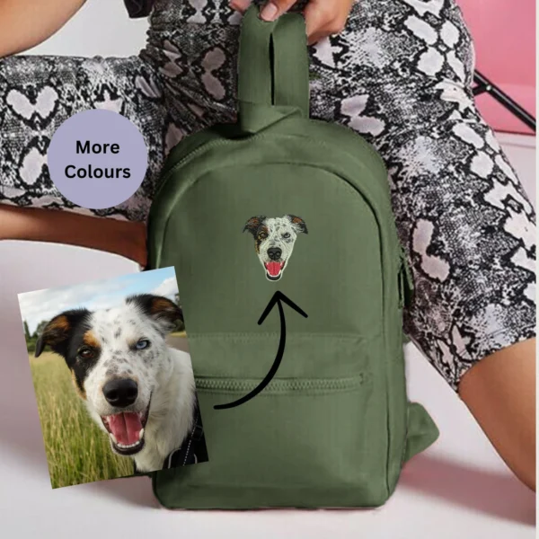 Custom Pet Embroidered Mini Essential Rucksack, Custom Pet Embroidered Rucksack, Personalized Mini Backpack, Pet Portrait Backpack, Unisex Embroidered Bag, Kids and Adults Rucksack, Customizable Pet Bag, Everyday Adventure Backpack, 7-Litre Capacity Bag, Functional and Stylish Bag, Unique Pet Lover Gift
