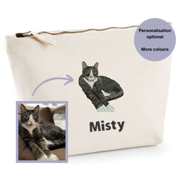 Custom Pet Accessory Bag, Personalized Pet Bag, Embroidered Accessory Bag, Custom Pet Portrait Bag, Cotton Canvas Bag, Travel Essentials Bag, Makeup Organizer, Pet Treat Bag, Customizable Gift, Durable Canvas Bag, Pet Lover Gift, Personalized Pet Gift, Multi-Functional Bag, Pet Essentials Organizer, Custom Embroidery Bag