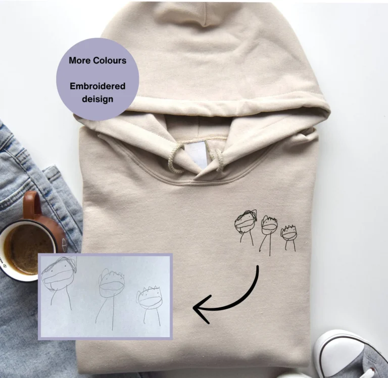 Customised Hoodies, Kids Drawing Hoodie, Personalised Hoodies, Embroidered Hoodies, Custom Embroidery, Father’s Day Gift, Mother’s Day Gift, Sentimental Gift Idea, Organic Cotton Hoodie, Unisex Hoodie, Thoughtful Gift, Unique Gift Idea, Kids Art Hoodie, Custom Clothing, Handmade Gift, Personalized Apparel, Memorable Gift, Custom Kids Artwork, Embroidered Keepsake, Family Gift Idea.