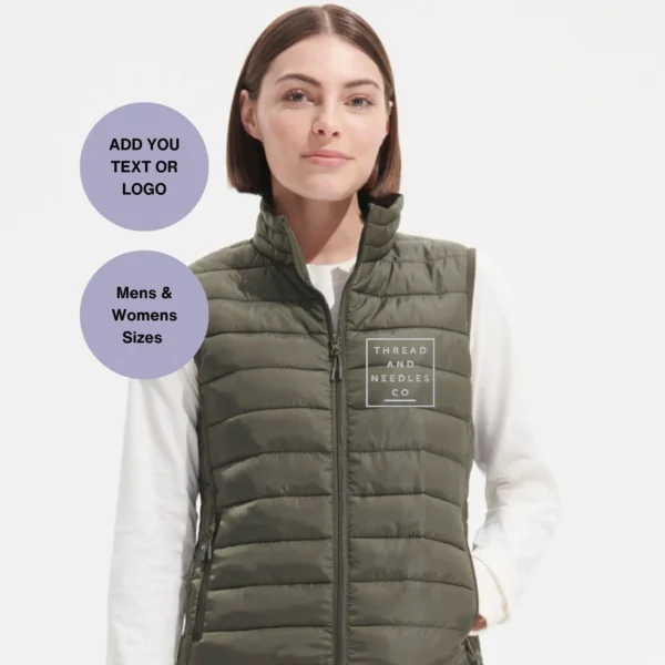 custom body warmer, personalised gilet, embroidered logo gilet, unisex body warmer, lightweight body warmer, showerproof gilet, outdoor adventure clothing, custom embroidered body warmer, personalised walker gift, polyester padded gilet, customised outerwear, logo embroidery, stylish outdoor wear, warm and lightweight gilet, embroidered custom clothing.