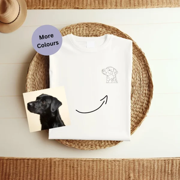 Custom Pet outline Embroidered T-Shirt, organic cotton