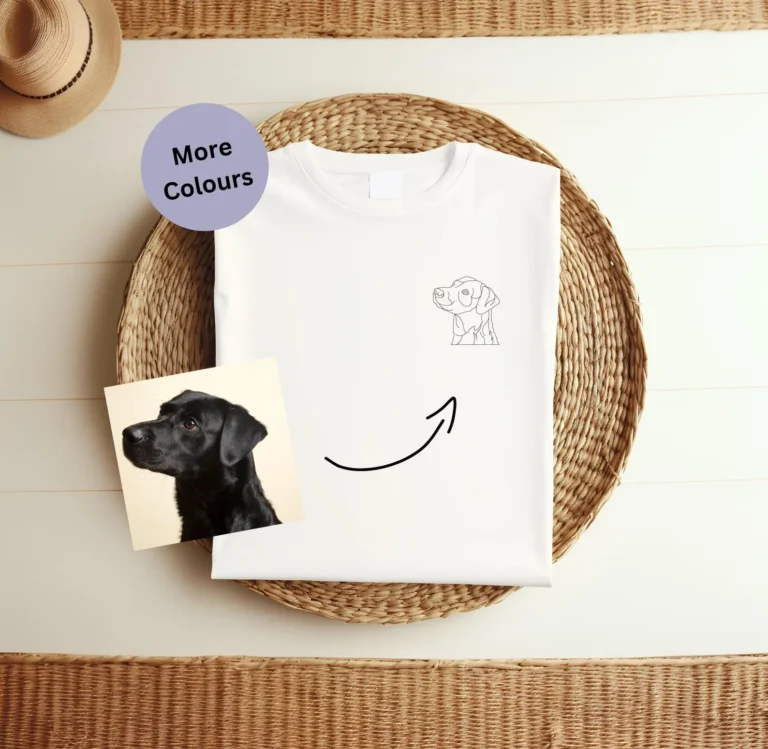 Custom Pet outline Embroidered T-Shirt, organic cotton