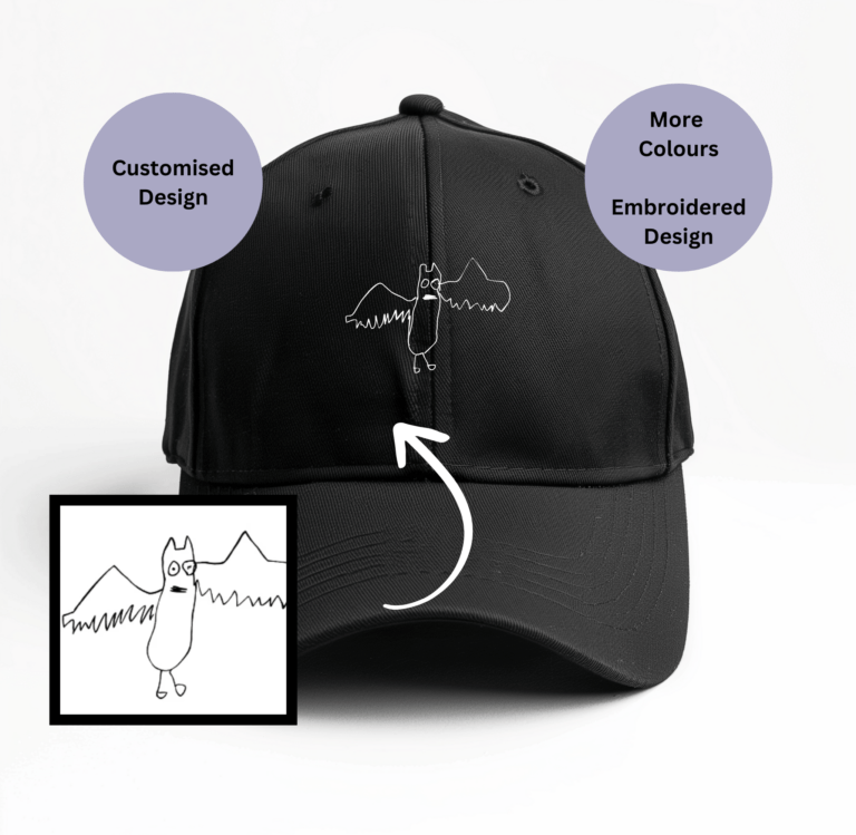 Custom Kids' Drawing Baseball Caps,, add your kids drawing embroidered cap