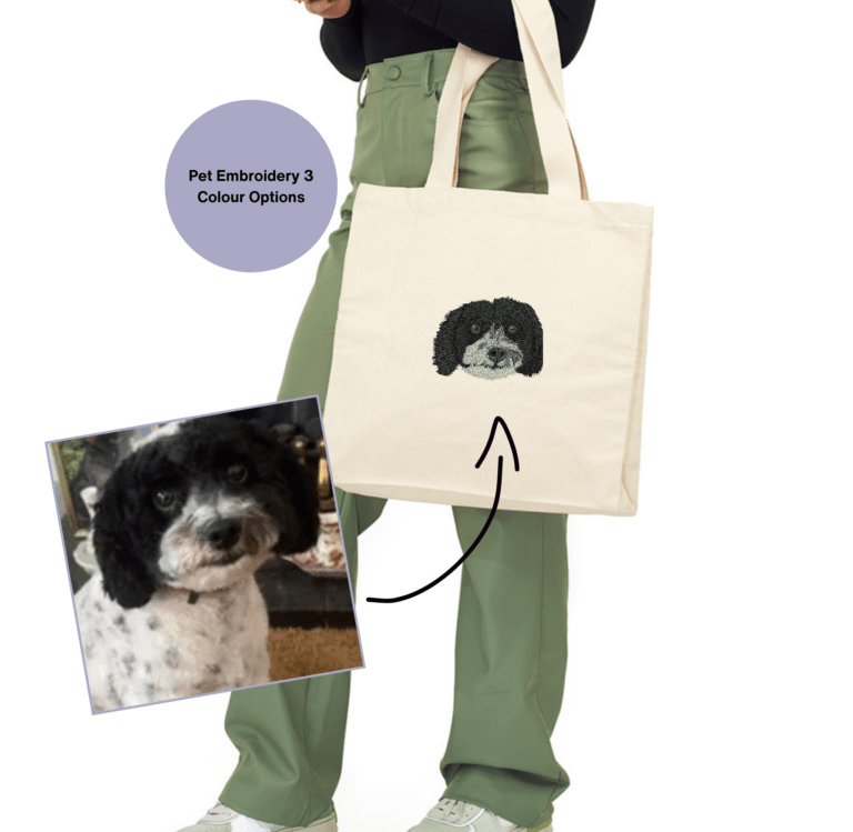 Pet Embroidered Tote Bag, Personalised Pet Gift, Custom Pet Portrait Tote, Canvas Tote for Pet Lovers, Unique Pet Lover Gift, Embroidered Pet Portrait Bag, Personalized Tote Bag, Custom Embroidery Gift, Pet Owner Accessories, Gift for Animal Lovers, Custom Pet Accessories, Spacious Canvas Tote, Everyday Tote for Pet Owners, Special Gift for Pet Lovers, Personalized Pet Keepsake.