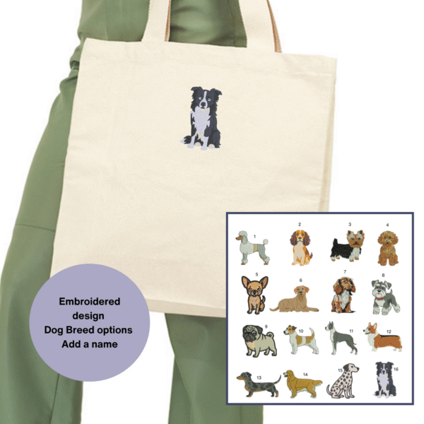 custom embroidered dog tote bag