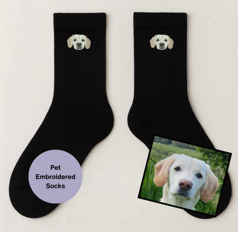 Pet embroidered socks