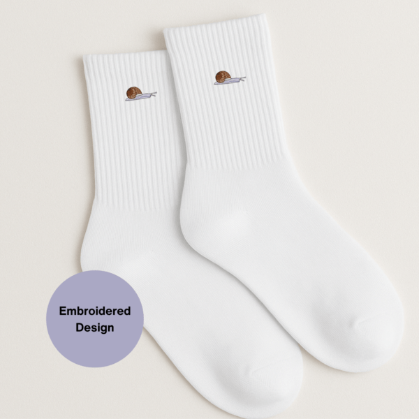 Embroidered Snail Crew Socks