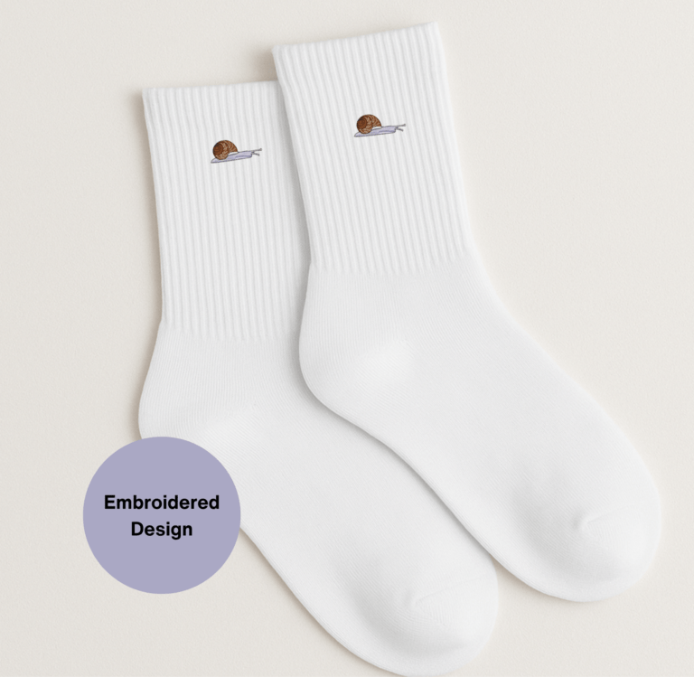 Embroidered Snail Crew Socks