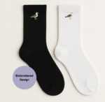 Seagull embroidered crew socks
