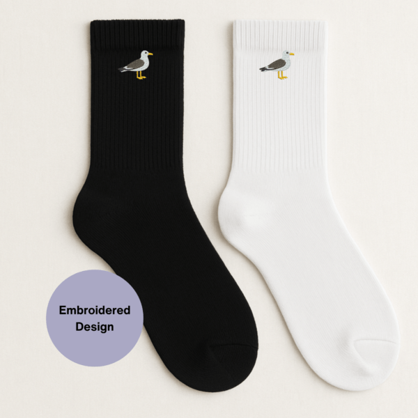 Seagull embroidered crew socks