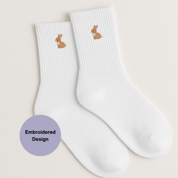 Rabbit embroidered crew socks